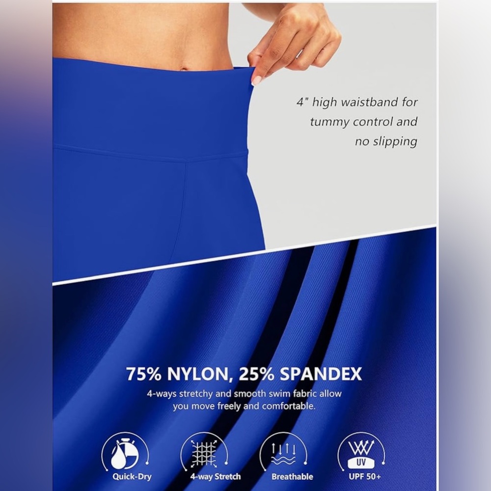 NWT G Gradual Women's 7" Long Swim Board Shorts High Waisted Quick Dry - Picture 6 of 6